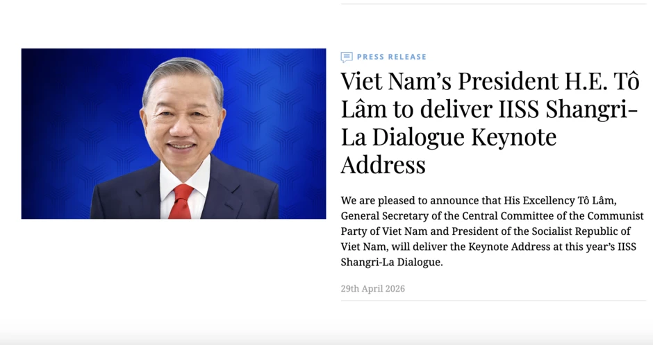 Thông điệp từ bài phát biểu của Tổng Bí thư, Chủ tịch nước Tô Lâm tại Đối thoại Shangri-La Thông điệp từ bài phát biểu của Tổng Bí thư, Chủ tịch nước Tô Lâm tại Đối thoại Shangri-La