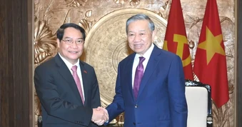 Tổng Bí thư, Chủ tịch nước Tô Lâm tiếp Bí thư Thành ủy, Chủ tịch Hội đồng nhân dân Thủ đô Viêng Chăn