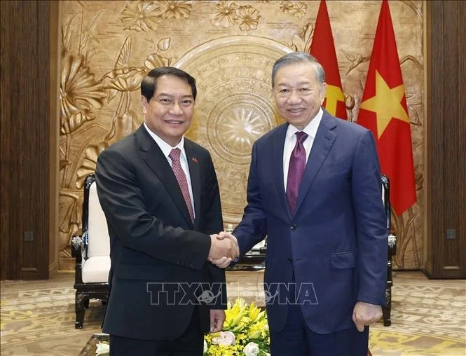 Tổng Bí thư, Chủ tịch nước Tô Lâm tiếp Bí thư Thành ủy Viêng Chăn Tổng Bí thư, Chủ tịch nước Tô Lâm tiếp Bí thư Thành ủy Viêng Chăn