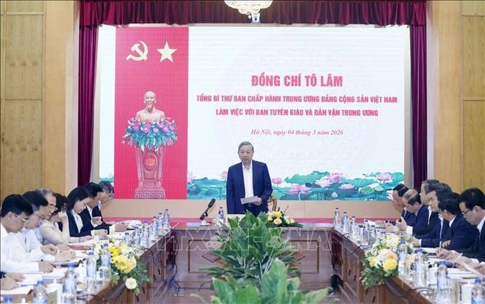 Tổng Bí thư Tô Lâm: Kết quả công tác tư tưởng phải là tiêu chí đánh giá, xếp loại, xem xét cán bộ Tổng Bí thư Tô Lâm: Kết quả công tác tư tưởng phải là tiêu chí đánh giá, xếp loại, xem xét cán bộ