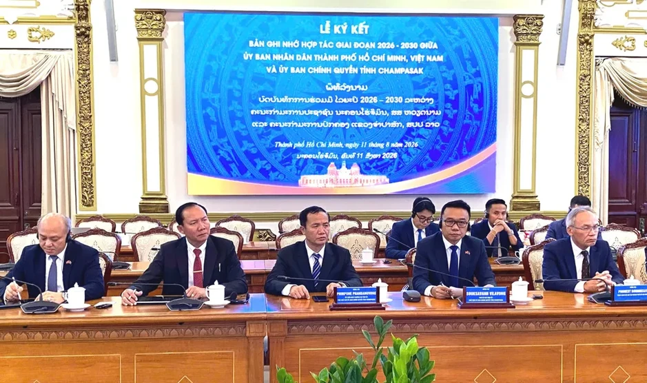 TPHCM và tỉnh Champasak ký Bản ghi nhớ hợp tác giai đoạn 2026-2030 TPHCM và tỉnh Champasak ký Bản ghi nhớ hợp tác giai đoạn 2026-2030