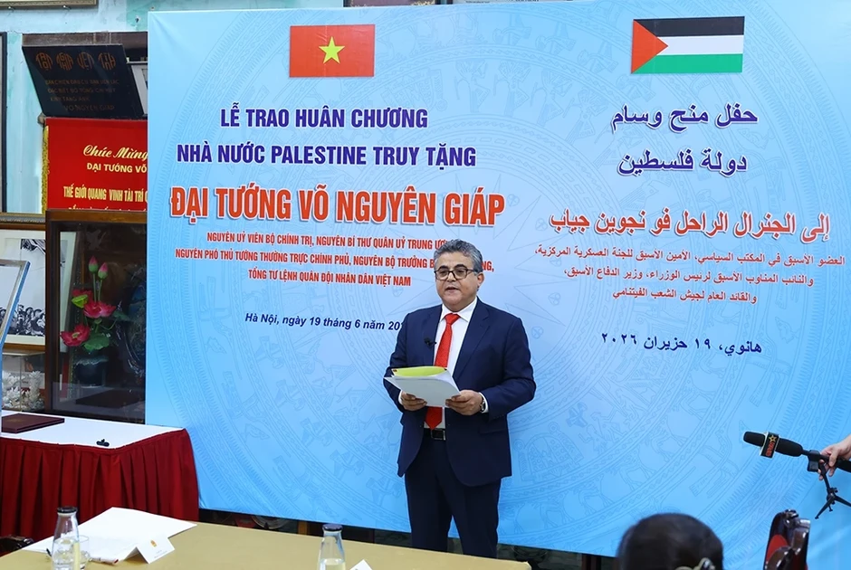 Trao Huân chương Nhà nước Palestine truy tặng Đại tướng Võ Nguyên Giáp