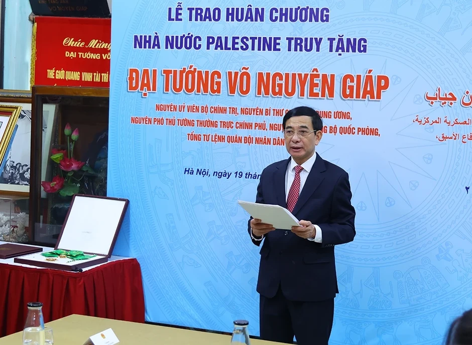 Trao Huân chương Nhà nước Palestine truy tặng Đại tướng Võ Nguyên Giáp