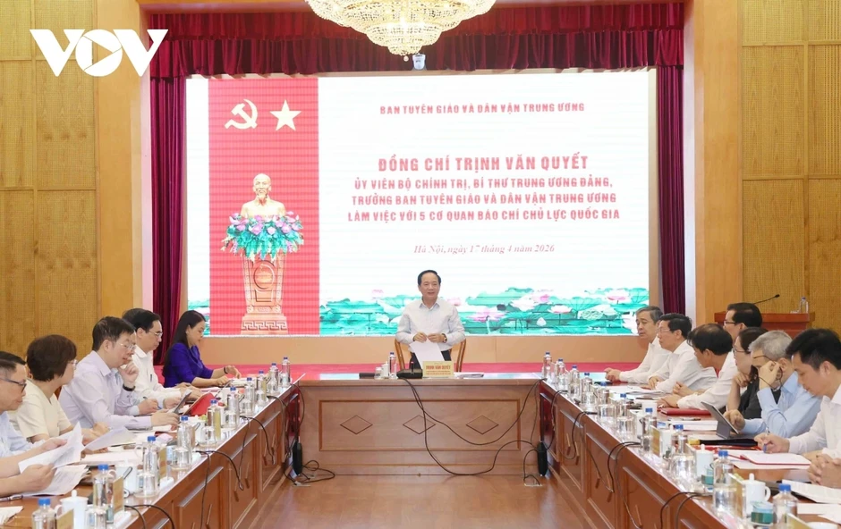 Trưởng Ban Tuyên giáo và Dân vận TW làm việc với 5 cơ quan báo chí chủ lực quốc gia Trưởng Ban Tuyên giáo và Dân vận TW làm việc với 5 cơ quan báo chí chủ lực quốc gia