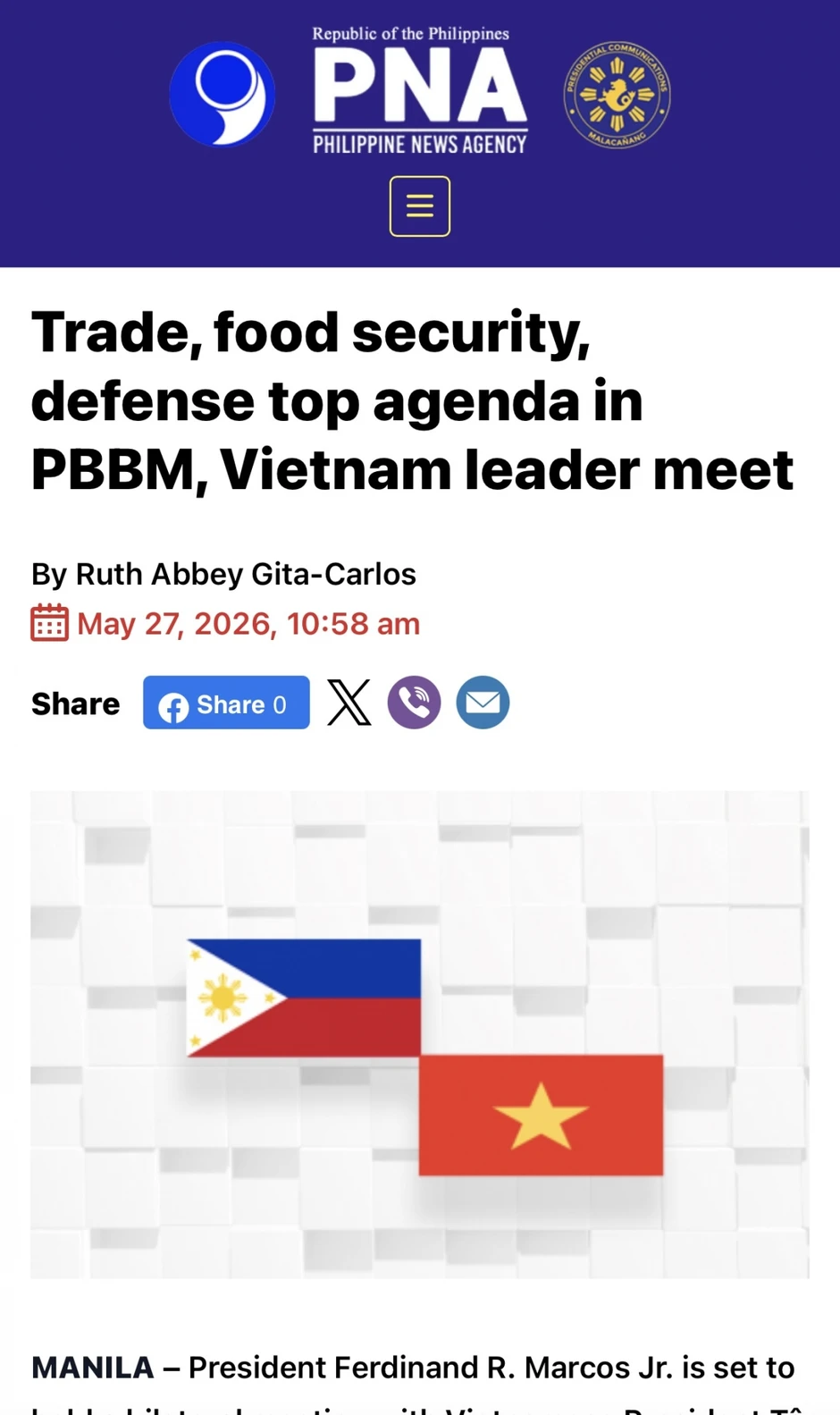 Việt Nam vẫn là đối tác chiến lược duy nhất của Philippines tại Đông Nam Á Việt Nam vẫn là đối tác chiến lược duy nhất của Philippines tại Đông Nam Á