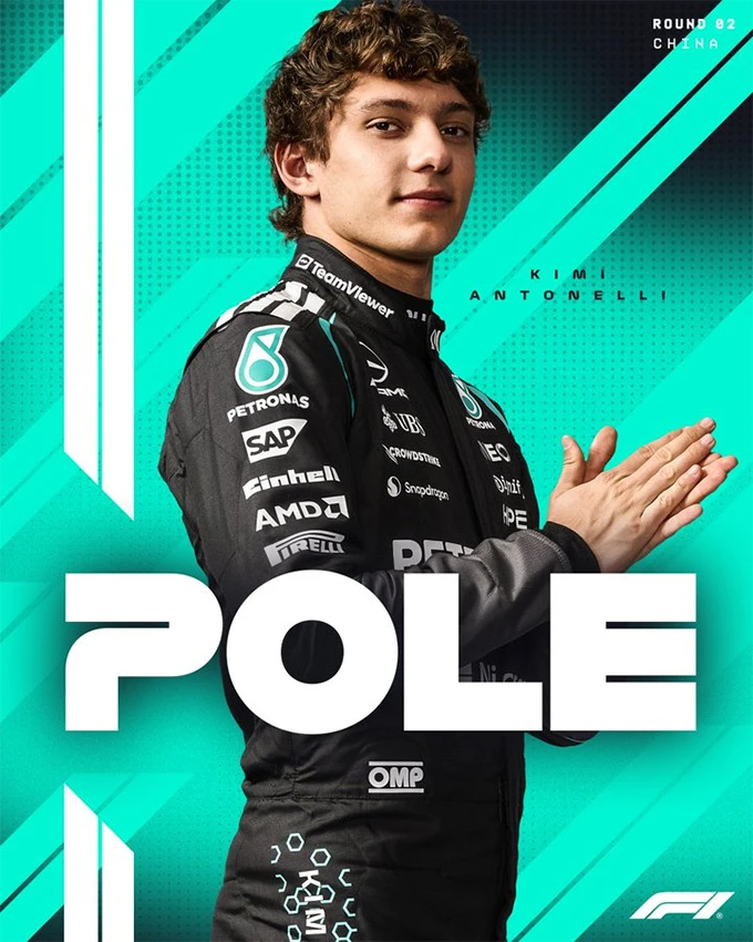 Antonelli lập kỳ tích pole lịch sử tại Chinese Grand Prix, Mercedes tiếp tục thống trị Antonelli lập kỳ tích pole lịch sử tại Chinese Grand Prix, Mercedes tiếp tục thống trị