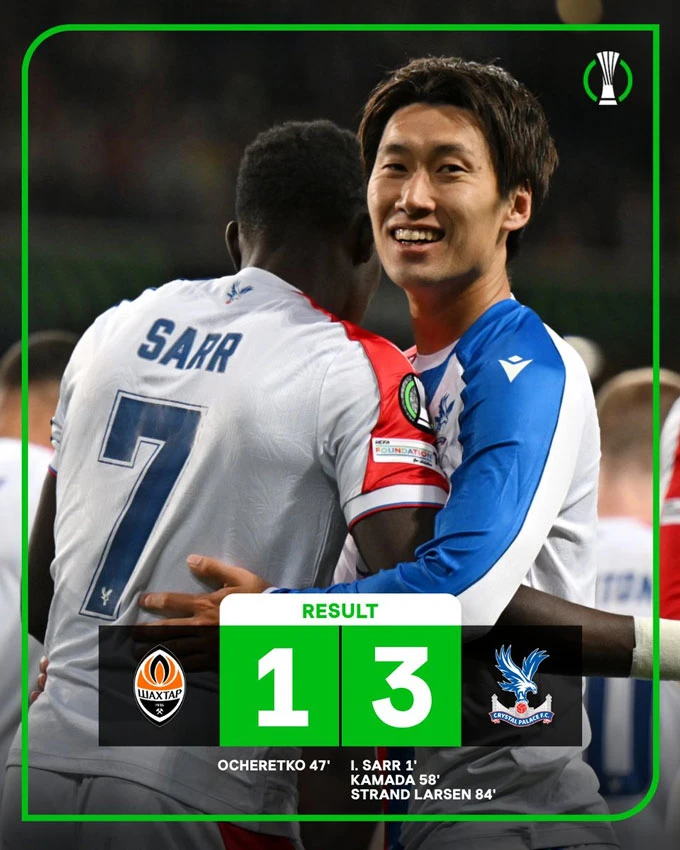 Kết quả Shakhtar Donetsk 1-3 Crystal Palace: Đại bàng đặt 1 chân vào chung kết Kết quả Shakhtar Donetsk 1-3 Crystal Palace: Đại bàng đặt 1 chân vào chung kết
