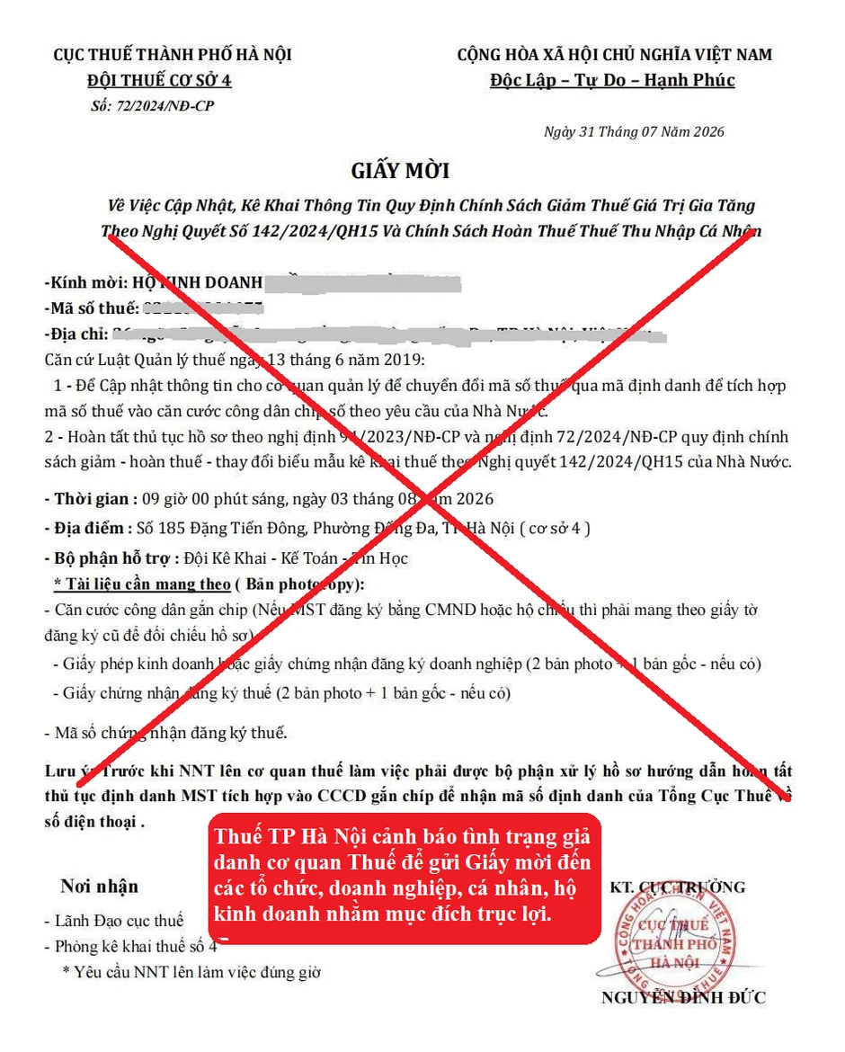 Cảnh báo khẩn từ Thuế Hà Nội! Cảnh báo khẩn từ Thuế Hà Nội!