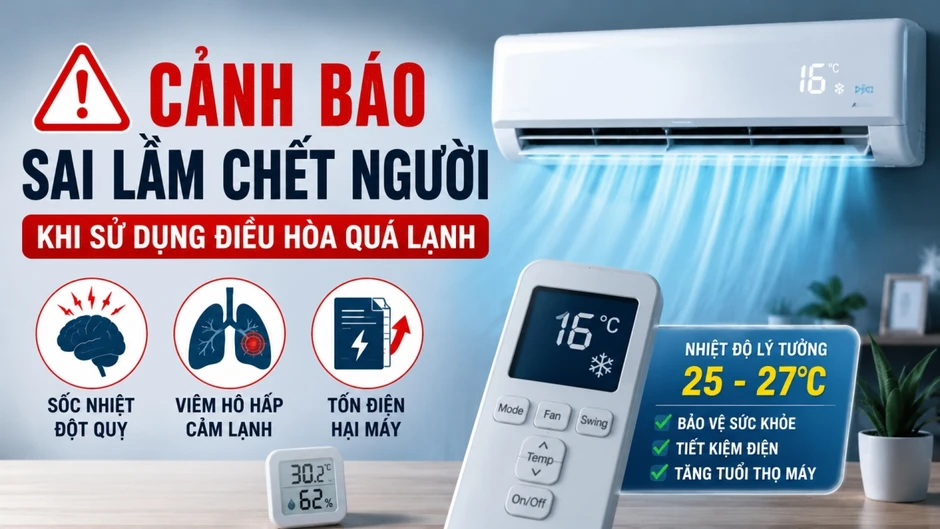 Cảnh báo sai lầm chết người khi sử dụng điều hòa quá lạnh Cảnh báo sai lầm chết người khi sử dụng điều hòa quá lạnh