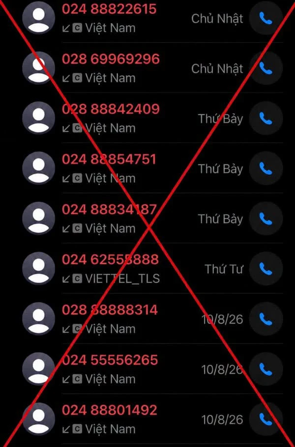 Công an cảnh báo: Tất cả người dân tuyệt đối không nghe, không gọi lại “cuộc gọi nháy máy” từ đầu số 022, 024, 028 Công an cảnh báo: Tất cả người dân tuyệt đối không nghe, không gọi lại “cuộc gọi nháy máy” từ đầu số 022, 024, 028