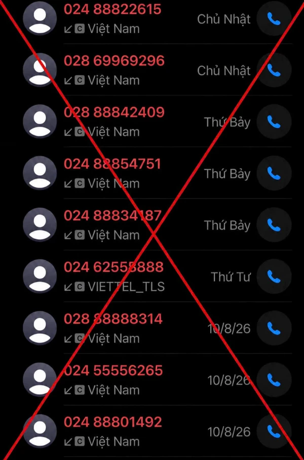 Công an thông báo quan trọng về cuộc gọi từ đầu số 022, 024, 028 Công an thông báo quan trọng về cuộc gọi từ đầu số 022, 024, 028