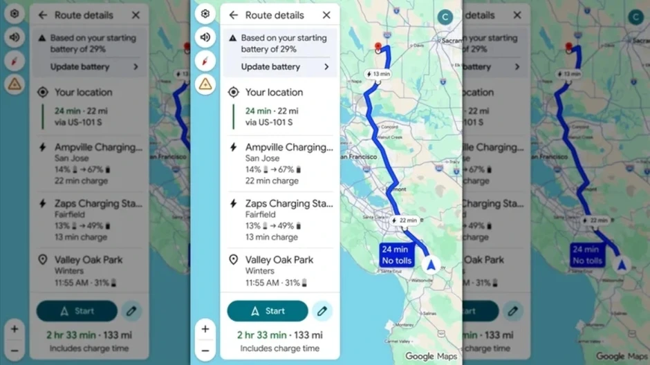 Đi xa bằng xe điện dễ hơn với tính năng dự đoán pin mới từ Google Maps Đi xa bằng xe điện dễ hơn với tính năng dự đoán pin mới từ Google Maps