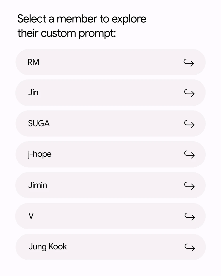 Google đang dùng BTS để hướng dẫn người hâm mộ cách dùng AI Gemini Google đang dùng BTS để hướng dẫn người hâm mộ cách dùng AI Gemini