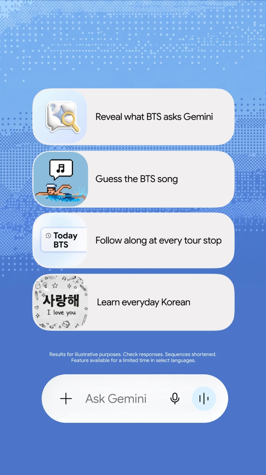 Google đang dùng BTS để hướng dẫn người hâm mộ cách dùng AI Gemini Google đang dùng BTS để hướng dẫn người hâm mộ cách dùng AI Gemini
