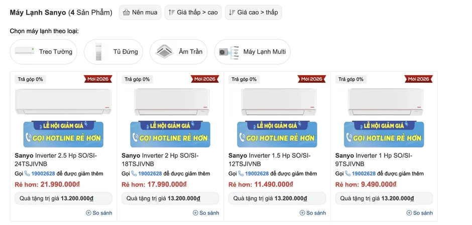 Sanyo bất ngờ quay lại Việt Nam