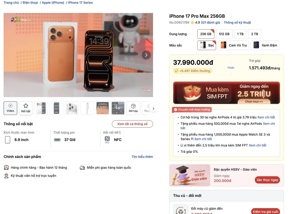 Sau nửa năm, iPhone 17 Pro Max không giảm một đồng Sau nửa năm, iPhone 17 Pro Max không giảm một đồng