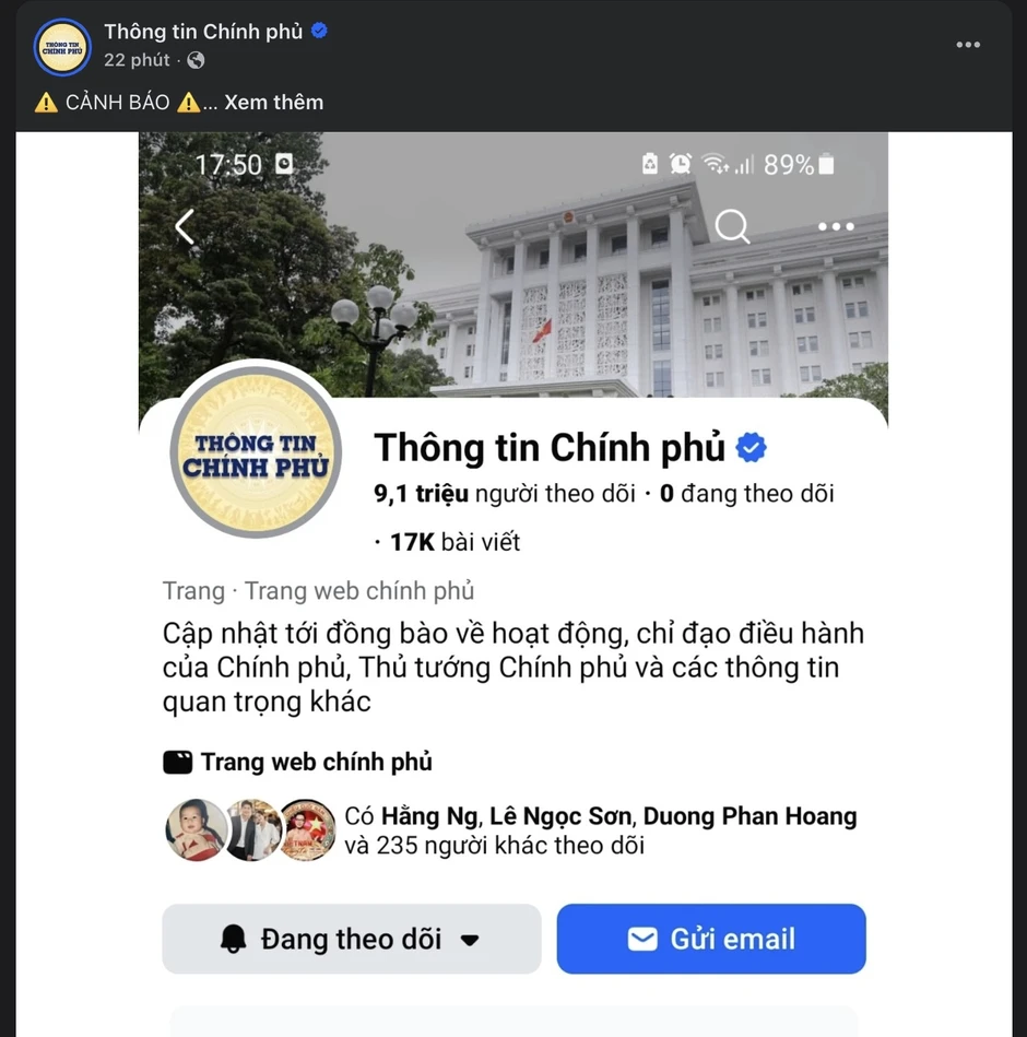 Trang Thông tin Chính phủ bị giả mạo Trang Thông tin Chính phủ bị giả mạo