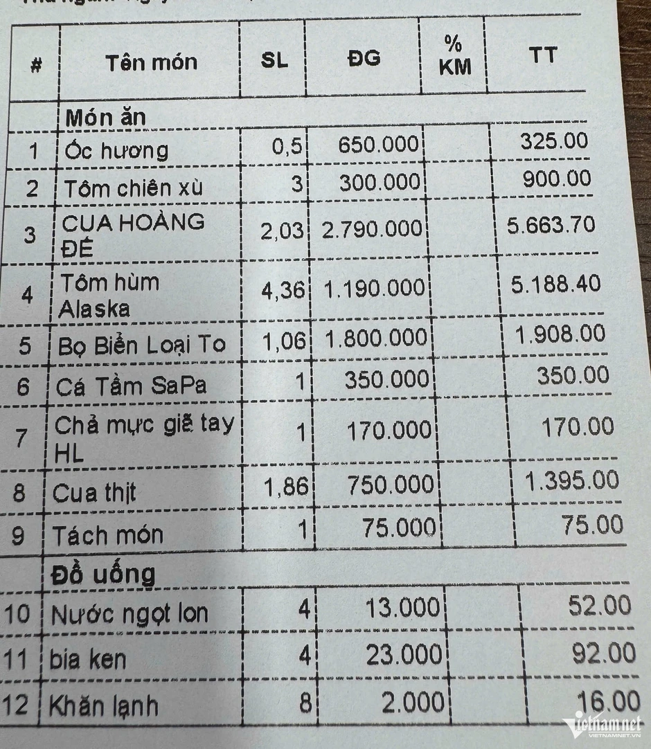 Vụ ăn cua hoàng đế, tôm Alaska hết 16 triệu đồng: Một phụ nữ dự bữa tối liên hệ chủ quán Vụ ăn cua hoàng đế, tôm Alaska hết 16 triệu đồng: Một phụ nữ dự bữa tối liên hệ chủ quán