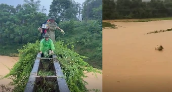 Vượt mương giữa lũ xiết, hỗ trợ sản phụ sinh con tại nhà