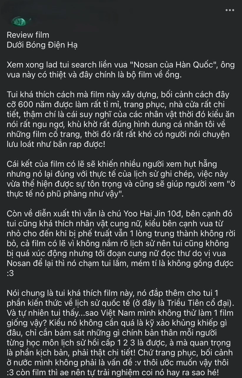 Dưới Bóng Điện Hạ được MXH Việt khen không tiếc lời Dưới Bóng Điện Hạ được MXH Việt khen không tiếc lời