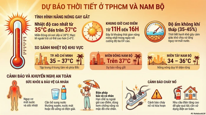 Dự báo thời tiết hôm nay, 8-4: TPHCM và Nam Bộ nơi nào vượt 37 độ C? Dự báo thời tiết hôm nay, 8-4: TPHCM và Nam Bộ nơi nào vượt 37 độ C?