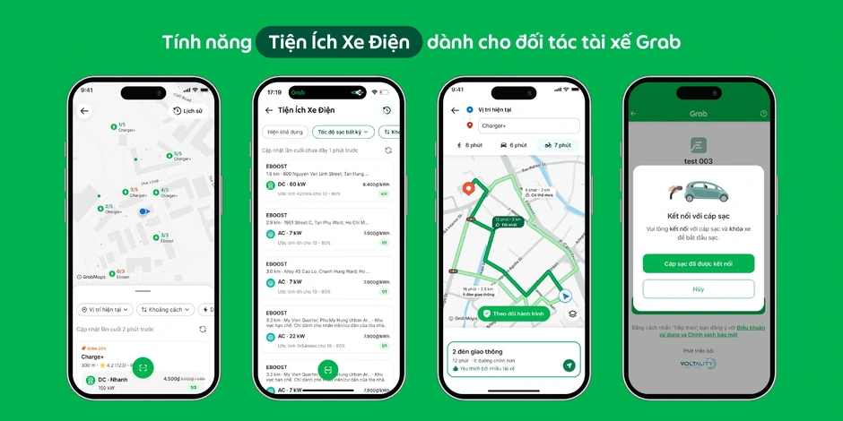 Bác tài Grab hết lo sạc xe điện Bác tài Grab hết lo sạc xe điện