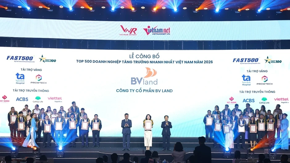 BV Land được vinh danh trong "Top 500 doanh nghiệp tăng trưởng nhanh nhất Việt Nam 2026"