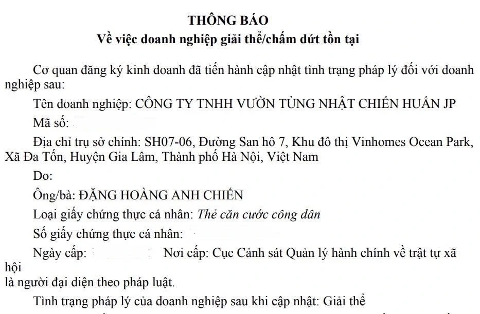Công ty bán cây cảnh do Huấn "Hoa Hồng" góp vốn bất ngờ giải thể