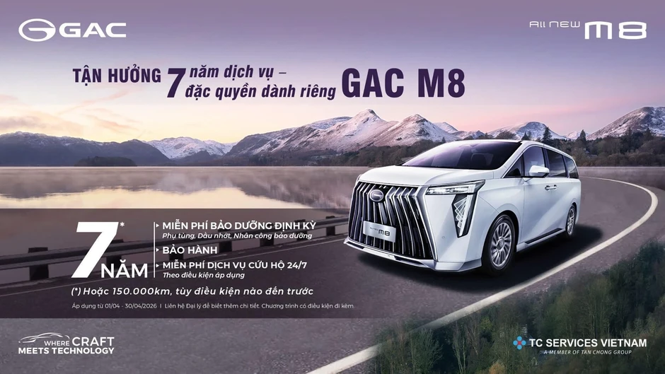 GAC All-New M8 tung gói quyền lợi 7 năm, nhấn mạnh giá trị dài hạn GAC All-New M8 tung gói quyền lợi 7 năm, nhấn mạnh giá trị dài hạn