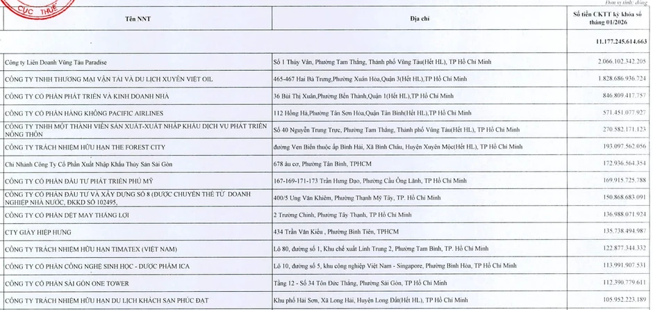 Hơn 2.100 cá nhân, doanh nghiệp tại TPHCM nợ thuế vượt 11.100 tỷ đồng Hơn 2.100 cá nhân, doanh nghiệp tại TPHCM nợ thuế vượt 11.100 tỷ đồng