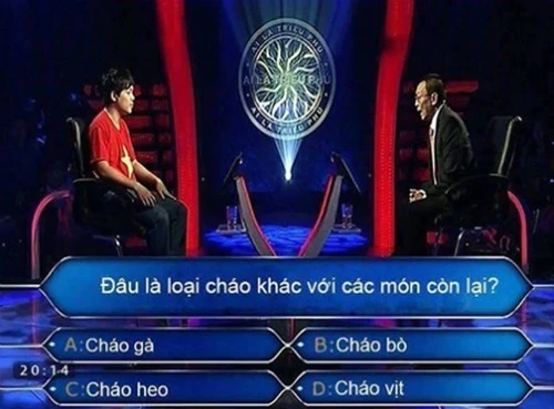 “Cháo gà, cháo bò, cháo heo, cháo vịt: Đâu là loại cháo khác với còn lại?” - Câu hỏi gây lú tại Ai Là Triệu Phú