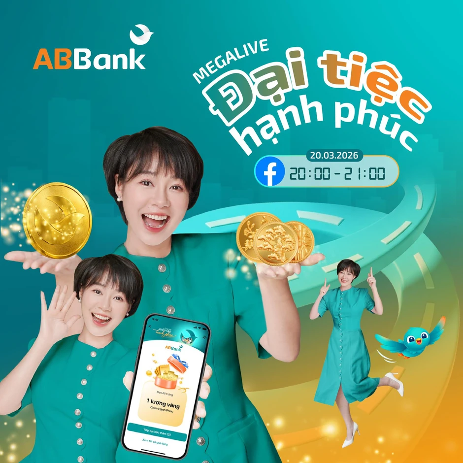 “Đại tiệc Hạnh phúc” ABBank đổ bộ 20/3: Nhân đôi cơ hội trúng vàng 24k cùng “mưa” quà tặng