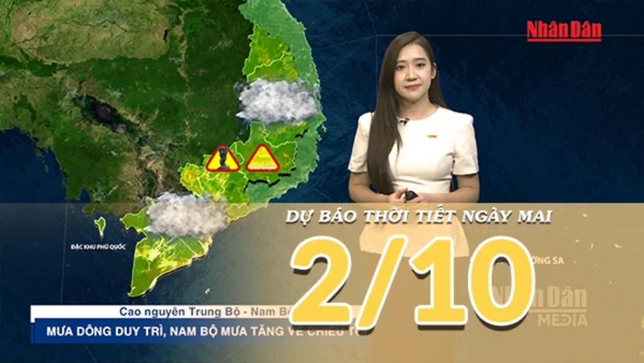 [Video] Dự báo thời tiết đêm nay và ngày mai 2/10/2026: Bắc Bộ giảm nóng, Nam Bộ chiều tối có mưa dông