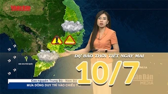 [Video] Dự báo thời tiết đêm nay và ngày mai ngày 10/7/2026: Bắc Bộ mưa dông, Trung Bộ có nơi nắng nóng