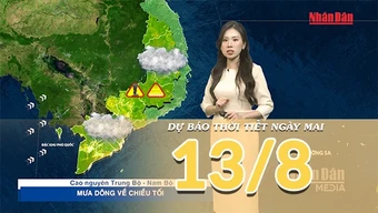 [Video] Dự báo thời tiết đêm nay và ngày mai ngày 13/8/2026: Oi nóng gia tăng tại Trung Bộ, Bắc Bộ giảm nắng