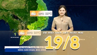 [Video] Dự báo thời tiết đêm nay và ngày mai ngày 19/8/2026: Áp thấp nhiệt đới trên Biển Đông, Bắc Bộ và Bắc Trung Bộ mưa lớn diện rộng