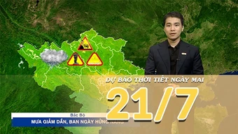 [Video] Dự báo thời tiết đêm nay và ngày mai ngày 21/7/2026: Bắc Bộ giảm mưa, Nam Bộ có dông
