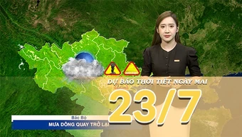[Video] Dự báo thời tiết đêm nay và ngày mai ngày 23/7/2026: Mưa dông gia tăng tại Bắc Bộ, đề phòng mưa rất to