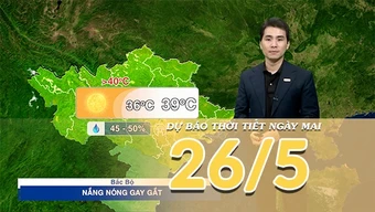 [Video] Dự báo thời tiết đêm nay và ngày mai ngày 26/5/2026: Bắc Bộ và miền Trung tiếp diễn nắng nóng gay gắt, có nơi đặc biệt gay gắt