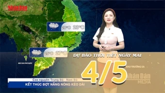 [Video] Dự báo thời tiết đêm nay và ngày mai ngày 4/5/2026: Trung Bộ có dông, Nam Bộ dịu nắng