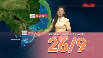 [Video] Dự báo thời tiết ngày 26/9/2026: Bắc Bộ có nắng gián đoạn, Trung Bộ mưa giảm dần