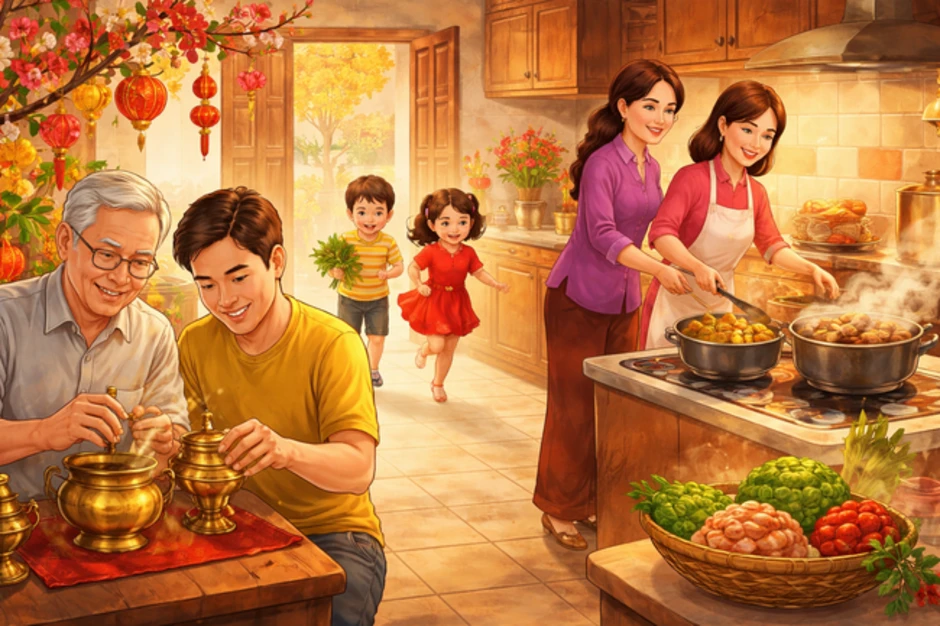 Ba thế hệ trong một mái nhà ngày Tết Ba thế hệ trong một mái nhà ngày Tết
