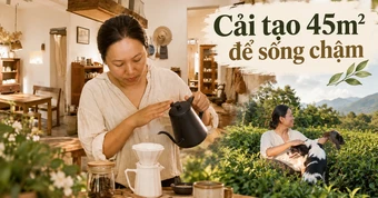 Cải tạo căn hộ 45m² thành nơi lý tưởng không điều hòa và đồ cũ vẫn đẹp