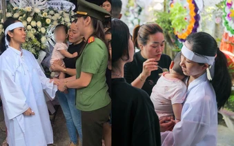Căn nhà nhỏ ngày tang lễ của Thiếu tá hy sinh trong vụ "cát tặc", hình ảnh người vợ trẻ ôm con 8 tháng tuổi đầy xót xa