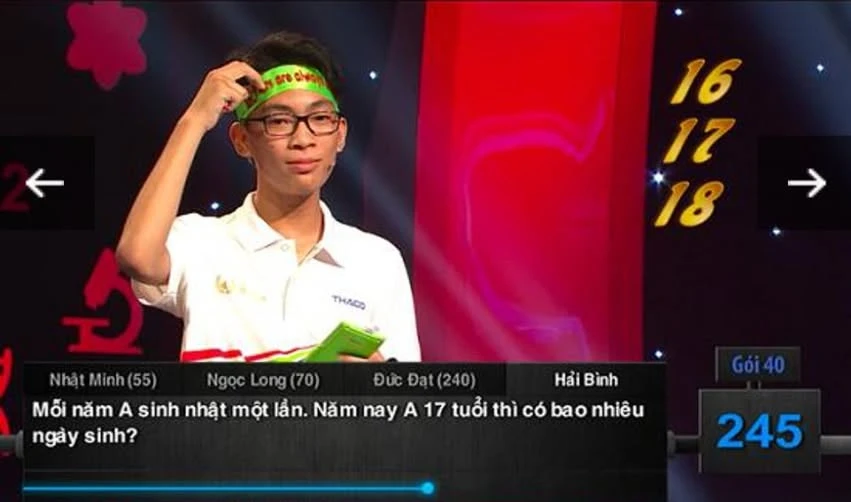 Câu hỏi đơn giản khiến cả 4 thí sinh Đường Lên Đỉnh Olympia bó tay: Người 17 tuổi có bao nhiêu ngày sinh? Câu hỏi đơn giản khiến cả 4 thí sinh Đường Lên Đỉnh Olympia bó tay: Người 17 tuổi có bao nhiêu ngày sinh?