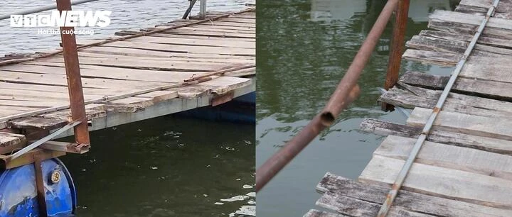 Cầu phao chênh vênh giữa hồ Bắc Ninh, học sinh liều mình đến lớp mỗi ngày Cầu phao chênh vênh giữa hồ Bắc Ninh, học sinh liều mình đến lớp mỗi ngày