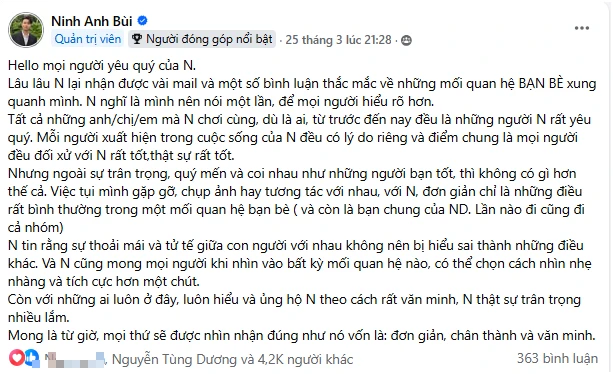 Có người gửi mail, đăng Threads muốn Ninh Anh Bùi “kết thúc mối quan hệ” với Tùng Dương: Chuyện gì đây? Có người gửi mail, đăng Threads muốn Ninh Anh Bùi “kết thúc mối quan hệ” với Tùng Dương: Chuyện gì đây?