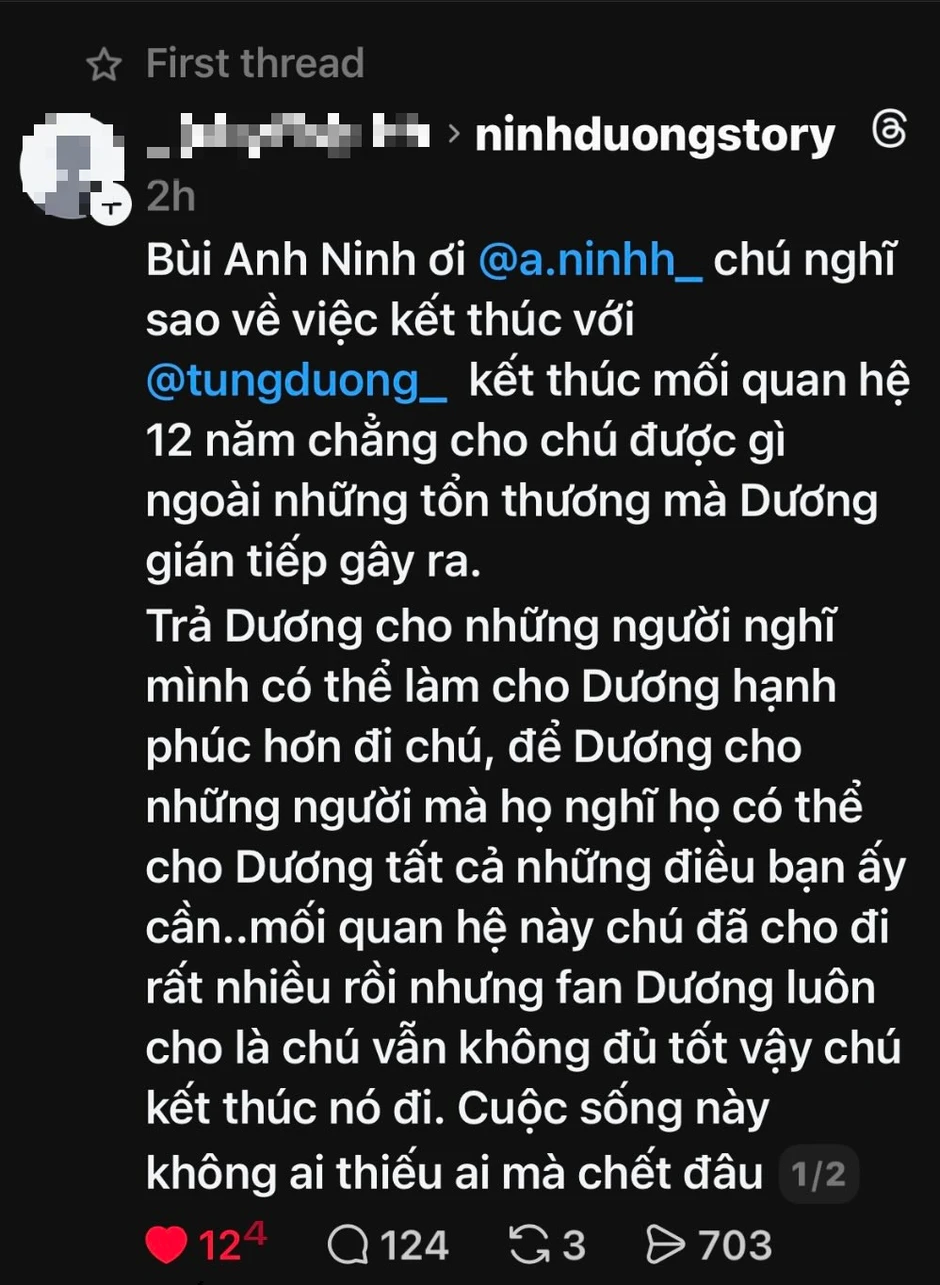 Có người gửi mail, đăng Threads muốn Ninh Anh Bùi “kết thúc mối quan hệ” với Tùng Dương: Chuyện gì đây? Có người gửi mail, đăng Threads muốn Ninh Anh Bùi “kết thúc mối quan hệ” với Tùng Dương: Chuyện gì đây?