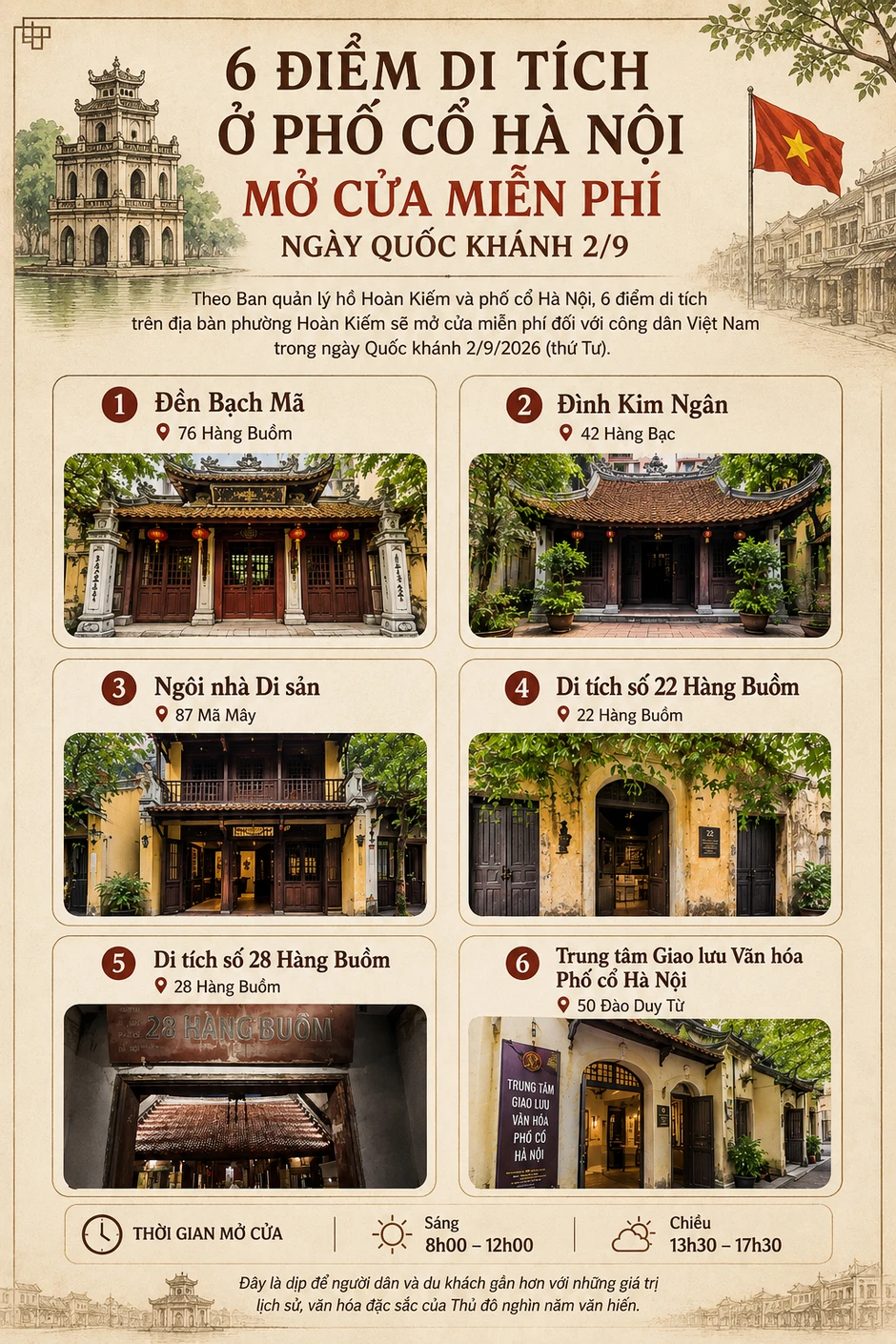 Danh sách 6 điểm di tích miễn phí cho công dân Việt Nam trong ngày Quốc Khánh 2/9