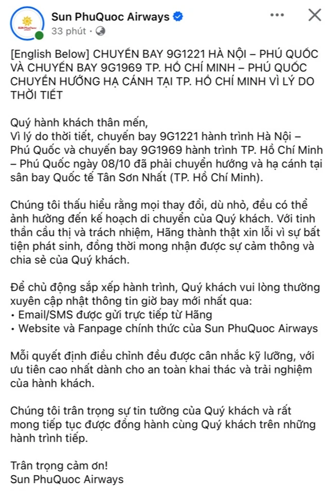 Đúng hôm nay - 8/10, sân bay Tân Sơn Nhất ghi nhận 2 máy bay bất ngờ chuyển hướng hạ cánh